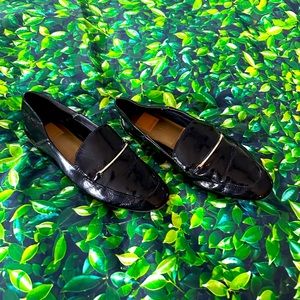 GUC Dolce Vita Black & Gold Patent Leather Loafers - 8